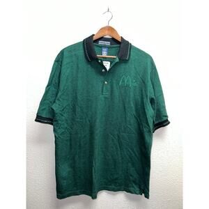 Vintage Mcdonalds Hawaii Polo Shirt Green Hilton Airlines Promo Tee 90s 1990s L